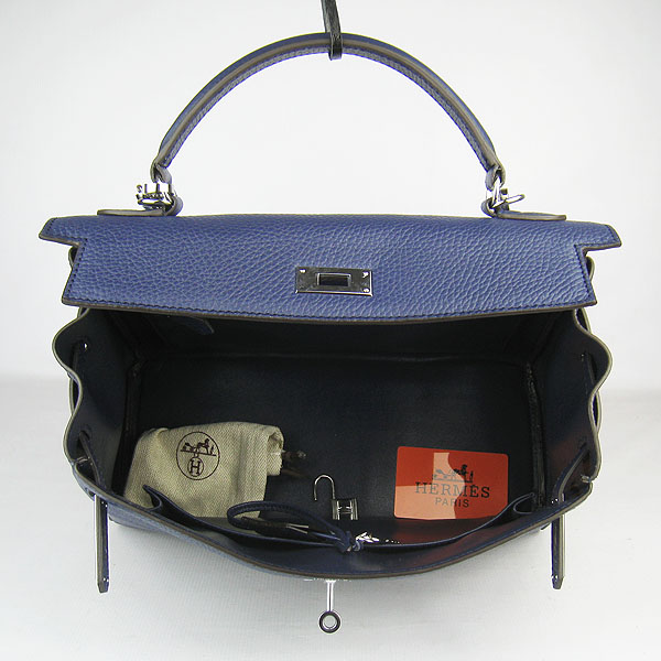 7A Replica Hermes Kelly 32cm Togo Leather Bag Dark Blue 6108